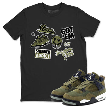 AJ4 Medium Olive shirt to match jordans Sneakerhead Sticker sneaker matching tees Air Jordan 4 Medium Olive SNRT Sneaker Tees Unisex Black 1 T-Shirt