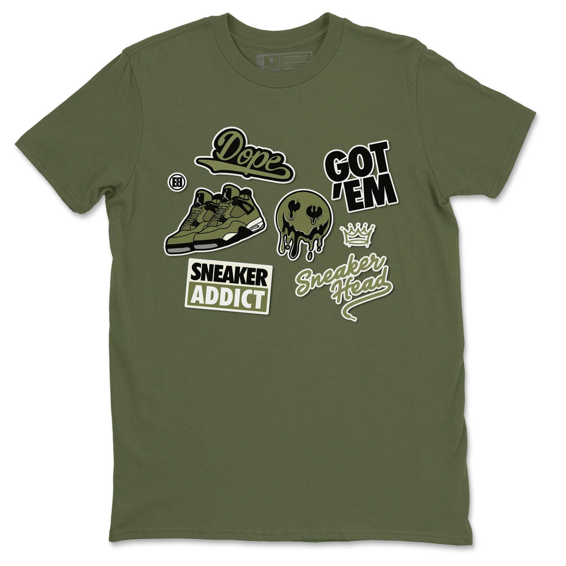 AJ4 Medium Olive shirt to match jordans Sneakerhead Sticker sneaker matching tees Air Jordan 4 Medium Olive SNRT Sneaker Tees Unisex Military Green 2 T-Shirt