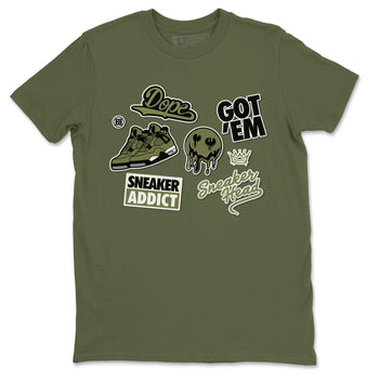 AJ4 Medium Olive shirt to match jordans Sneakerhead Sticker sneaker matching tees Air Jordan 4 Medium Olive SNRT Sneaker Tees Unisex Military Green 2 T-Shirt