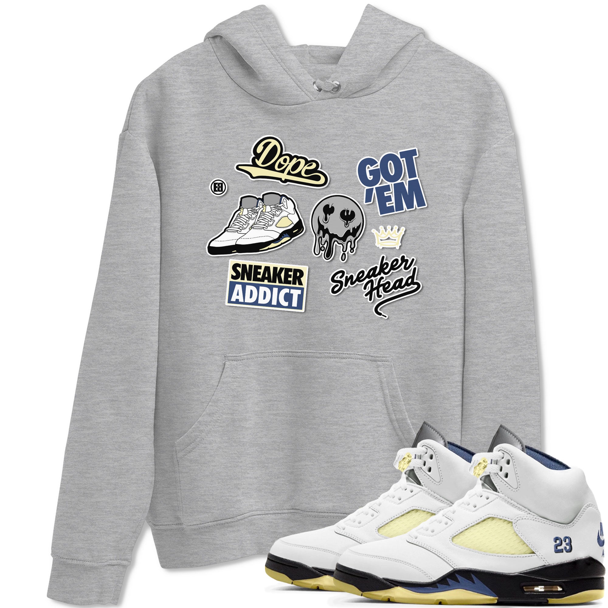 5s A Ma Maniere x Photon Dust shirt to match jordans Sneakerhead Sticker sneaker matching tees Air Jordan 5 x A Ma Maniere "Dawn" SNRT Sneaker Tees Unisex Heather Grey 1 T-Shirt