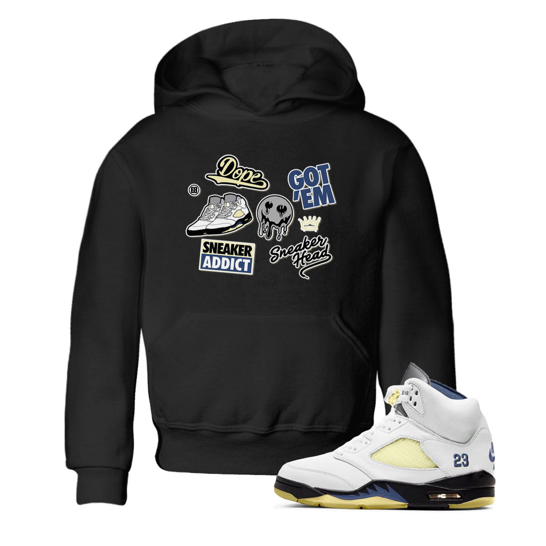5s A Ma Maniere x Photon Dust shirt to match jordans Sneakerhead Sticker sneaker matching tees Air Jordan 5 x A Ma Maniere "Dawn" SNRT Sneaker Tees Baby Toddler Black 1 T-Shirt