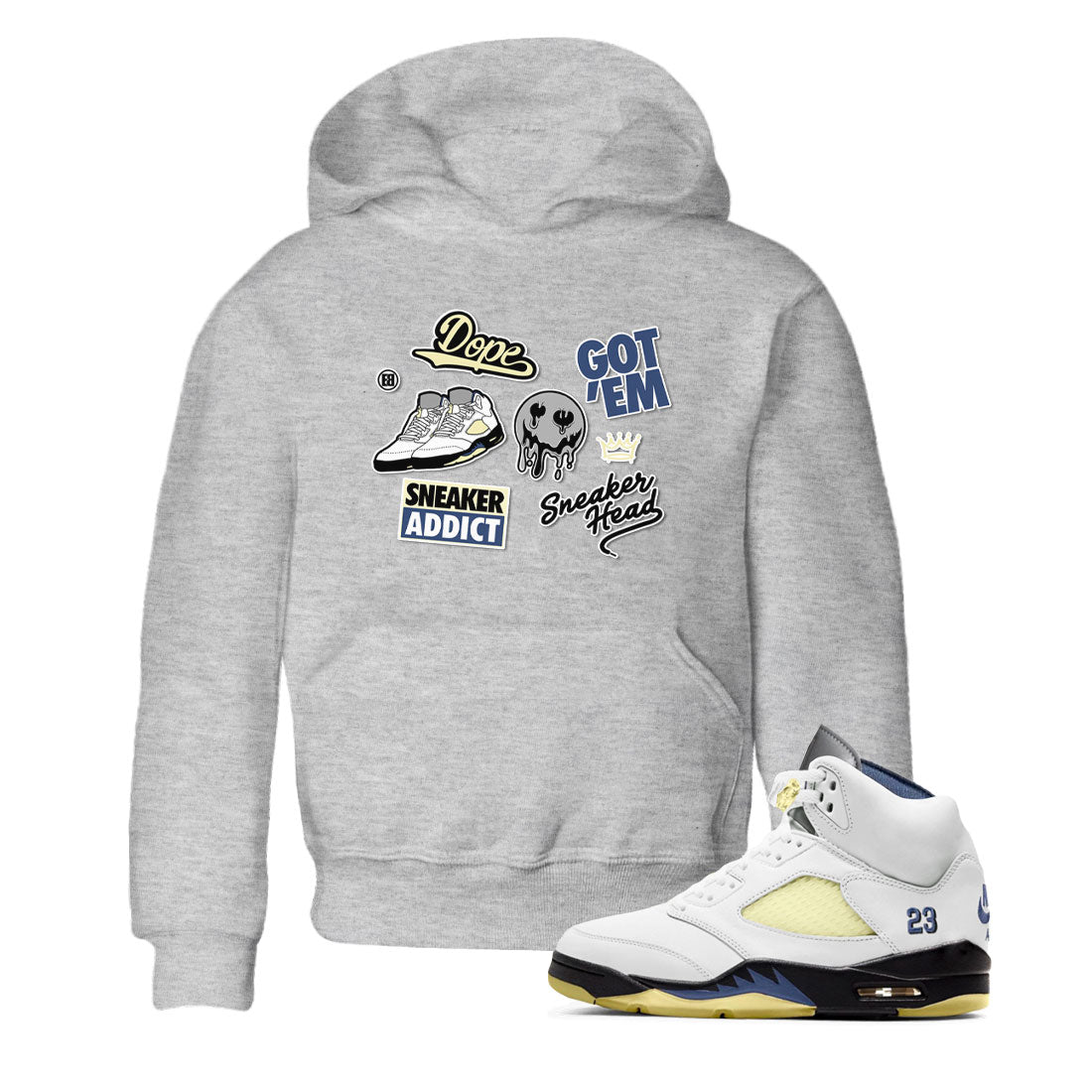 5s A Ma Maniere x Photon Dust shirt to match jordans Sneakerhead Sticker sneaker matching tees Air Jordan 5 x A Ma Maniere "Dawn" SNRT Sneaker Tees Baby Toddler Heather Grey 1 T-Shirt