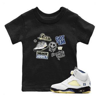 5s A Ma Maniere x Photon Dust shirt to match jordans Sneakerhead Sticker sneaker matching tees Air Jordan 5 x A Ma Maniere "Dawn" SNRT Sneaker Tees Baby Toddler Black 1 T-Shirt