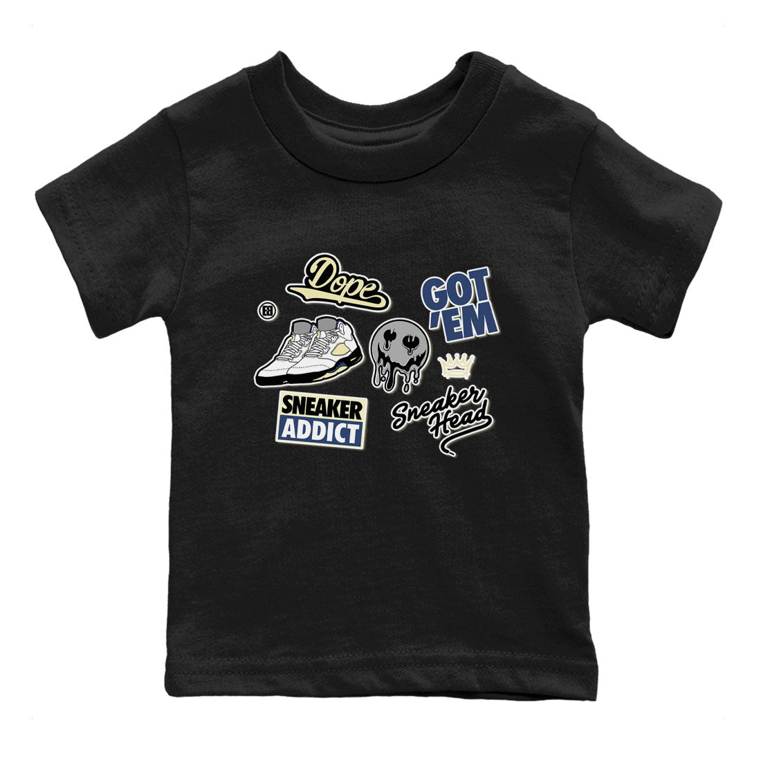 5s A Ma Maniere x Photon Dust shirt to match jordans Sneakerhead Sticker sneaker matching tees Air Jordan 5 x A Ma Maniere "Dawn" SNRT Sneaker Tees Baby Toddler Black 2 T-Shirt