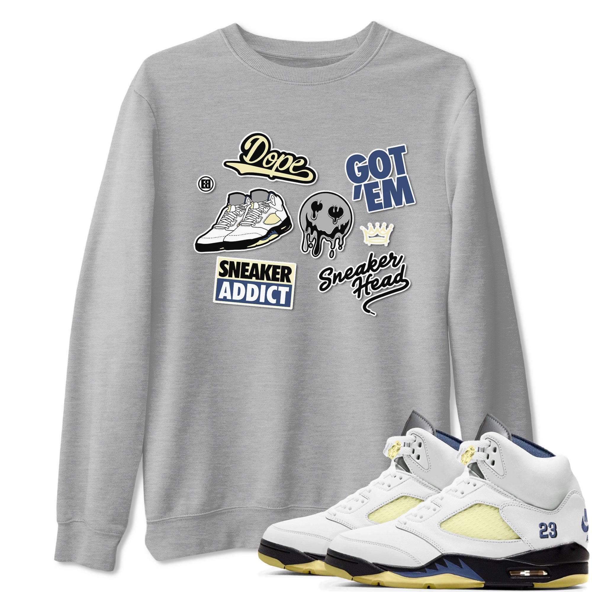 5s A Ma Maniere x Photon Dust shirt to match jordans Sneakerhead Sticker sneaker matching tees Air Jordan 5 x A Ma Maniere "Dawn" SNRT Sneaker Tees Unisex Heather Grey 1 T-Shirt