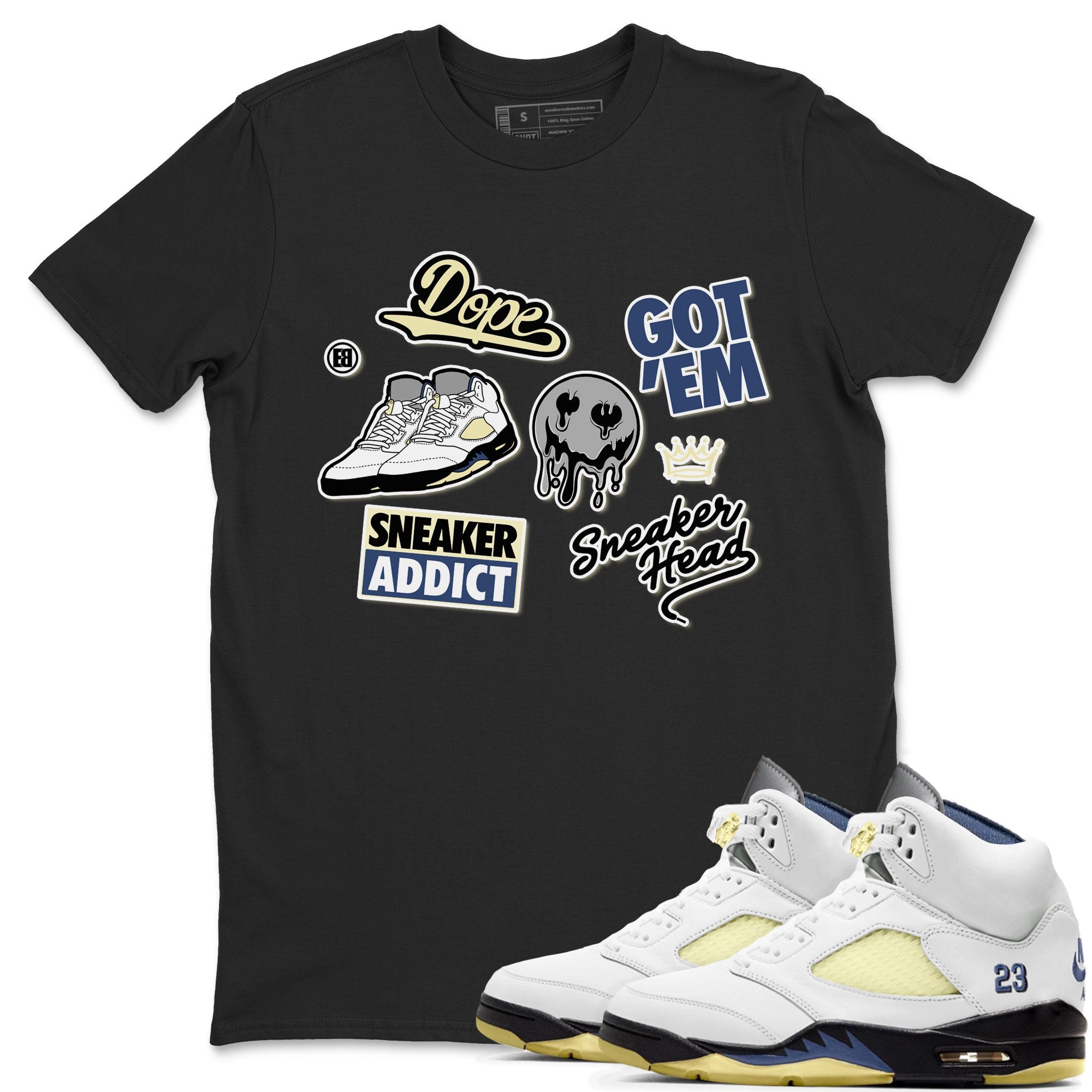 5s A Ma Maniere x Photon Dust shirt to match jordans Sneakerhead Sticker sneaker matching tees Air Jordan 5 x A Ma Maniere "Dawn" SNRT Sneaker Tees Unisex Black 1 T-Shirt