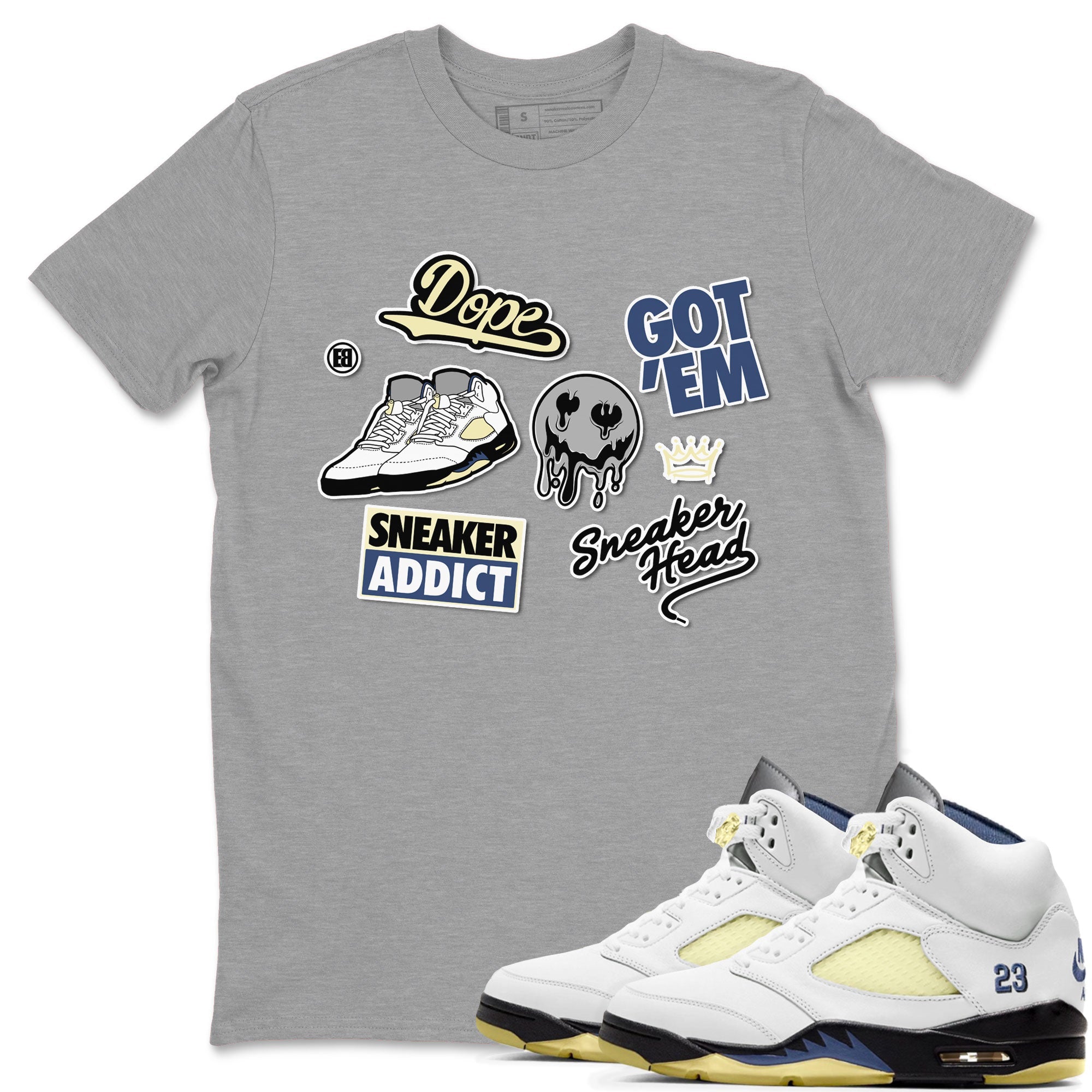 5s A Ma Maniere x Photon Dust shirt to match jordans Sneakerhead Sticker sneaker matching tees Air Jordan 5 x A Ma Maniere "Dawn" SNRT Sneaker Tees Unisex Heather Grey 1 T-Shirt