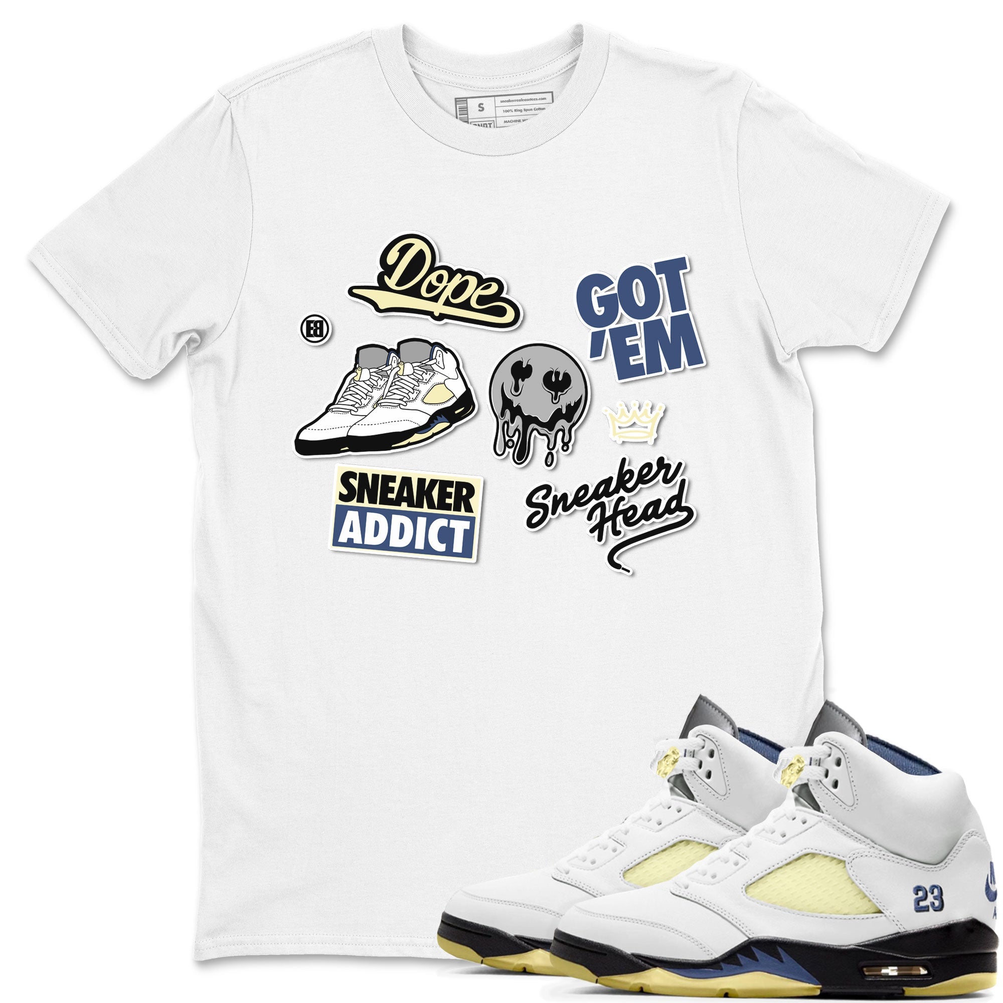 5s A Ma Maniere x Photon Dust shirt to match jordans Sneakerhead Sticker sneaker matching tees Air Jordan 5 x A Ma Maniere "Dawn" SNRT Sneaker Tees Unisex White 1 T-Shirt