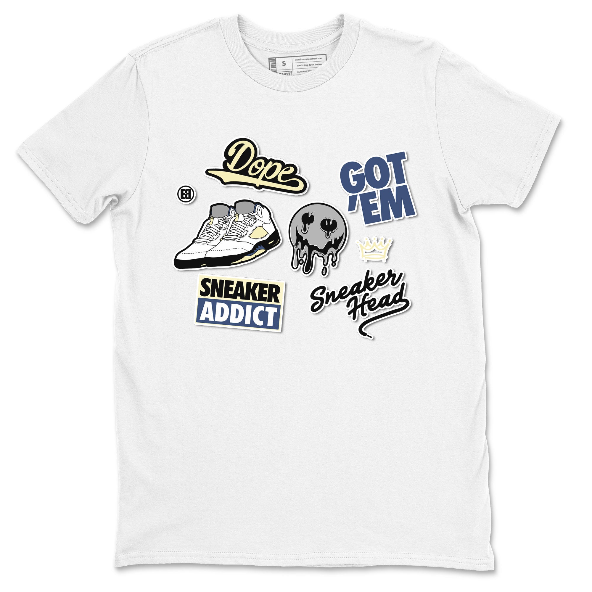 5s A Ma Maniere x Photon Dust shirt to match jordans Sneakerhead Sticker sneaker matching tees Air Jordan 5 x A Ma Maniere "Dawn" SNRT Sneaker Tees Unisex White 2 T-Shirt