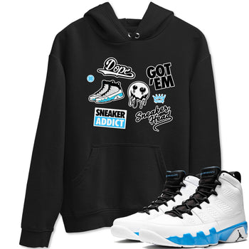 9s Powder Blue shirt to match jordans Sneakerhead Sticker sneaker tees Air Jordan 9 Powder Blue SNRT Sneaker Release Tees unisex cotton Black 1 crew neck shirt