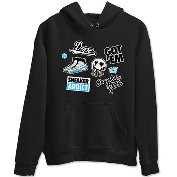 9s Powder Blue shirt to match jordans Sneakerhead Sticker sneaker tees Air Jordan 9 Powder Blue SNRT Sneaker Release Tees unisex cotton Black 2 crew neck shirt