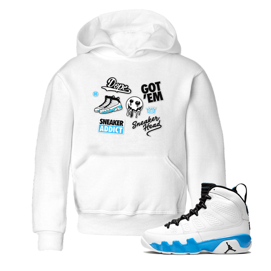 9s Powder Blue shirt to match jordans Sneakerhead Sticker sneaker tees Air Jordan 9 Powder Blue SNRT sneaker release tees baby toddler White 1 cotton Shirt