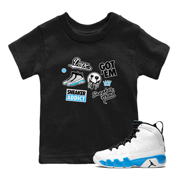 9s Powder Blue shirt to match jordans Sneakerhead Sticker sneaker tees Air Jordan 9 Powder Blue SNRT sneaker release tees baby toddler Black 1 cotton Shirt