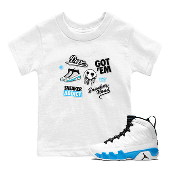 9s Powder Blue shirt to match jordans Sneakerhead Sticker sneaker tees Air Jordan 9 Powder Blue SNRT sneaker release tees baby toddler White 1 cotton Shirt