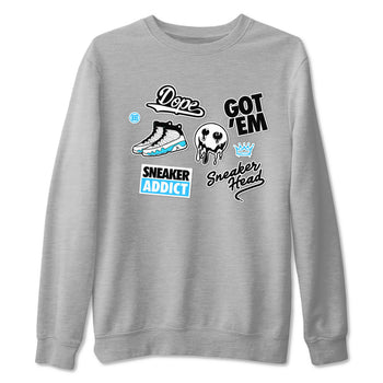9s Powder Blue shirt to match jordans Sneakerhead Sticker sneaker tees Air Jordan 9 Powder Blue SNRT Sneaker Release Tees unisex cotton Heather Grey 2 crew neck shirt