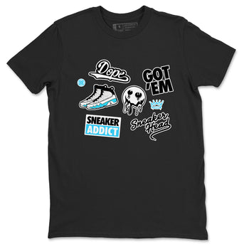 9s Powder Blue shirt to match jordans Sneakerhead Sticker sneaker tees Air Jordan 9 Powder Blue SNRT Sneaker Release Tees unisex cotton Black 2 crew neck shirt