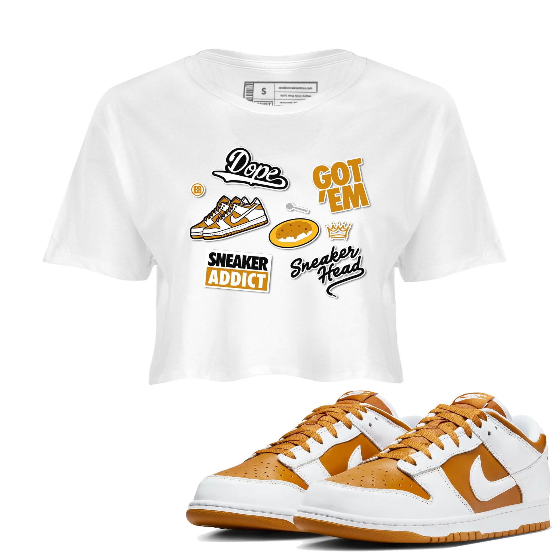 Dunk Dark Curry shirt to match jordans Sneakerhead Sticker sneaker tees streetwear brand Dunk Dark Curry SNRT Sneaker Release Tees White 1 crop length shirt