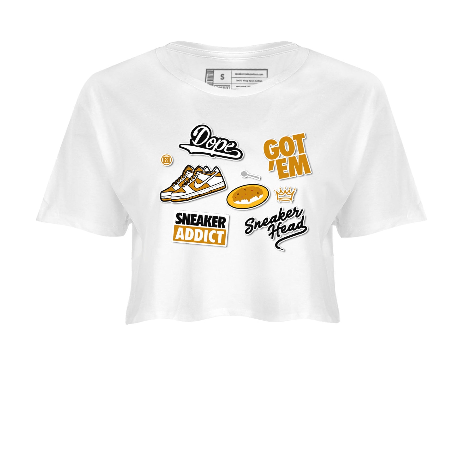 Dunk Dark Curry shirt to match jordans Sneakerhead Sticker sneaker tees streetwear brand Dunk Dark Curry SNRT Sneaker Release Tees White 2 crop length shirt