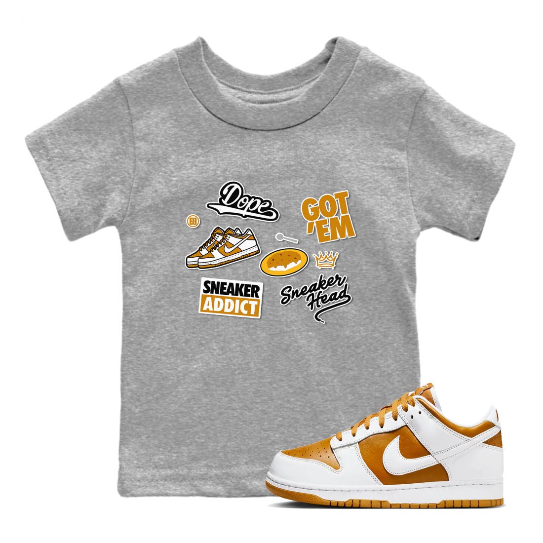Dunk Dark Curry shirt to match jordans Sneakerhead Sticker sneaker tees streetwear brand Dunk Dark Curry SNRT sneaker release tees baby toddler Heather Grey 1 cotton Shirt