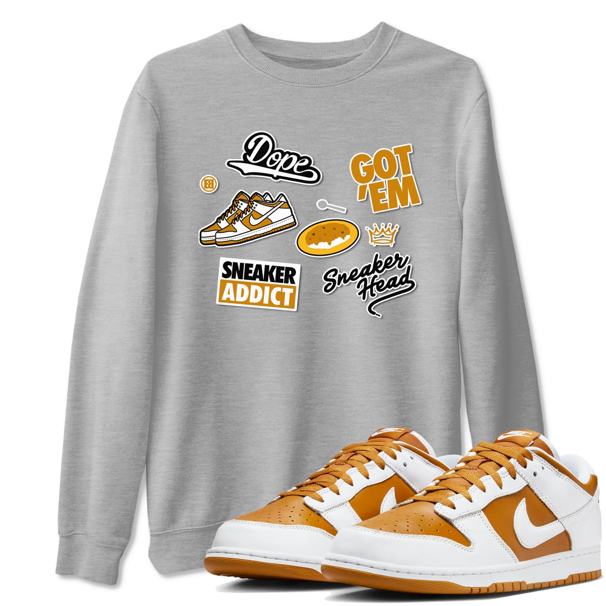 Dunk Dark Curry shirt to match jordans Sneakerhead Sticker sneaker tees streetwear brand Dunk Dark Curry SNRT Sneaker Release Tees unisex cotton Heather Grey 1 crew neck shirt