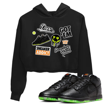 Dunk Mid Premium shirt to match jordans Sneakerhead Sticker sneaker tees Special Halloween Costume Dunk Mid Halloween SNRT Sneaker Tees Black 1 Crop T-Shirt