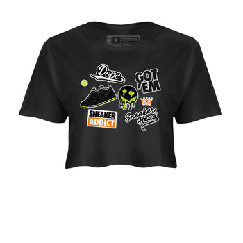 Dunk Mid Premium shirt to match jordans Sneakerhead Sticker sneaker tees Special Halloween Costume Dunk Mid Halloween SNRT Sneaker Tees Black 2 Crop T-Shirt