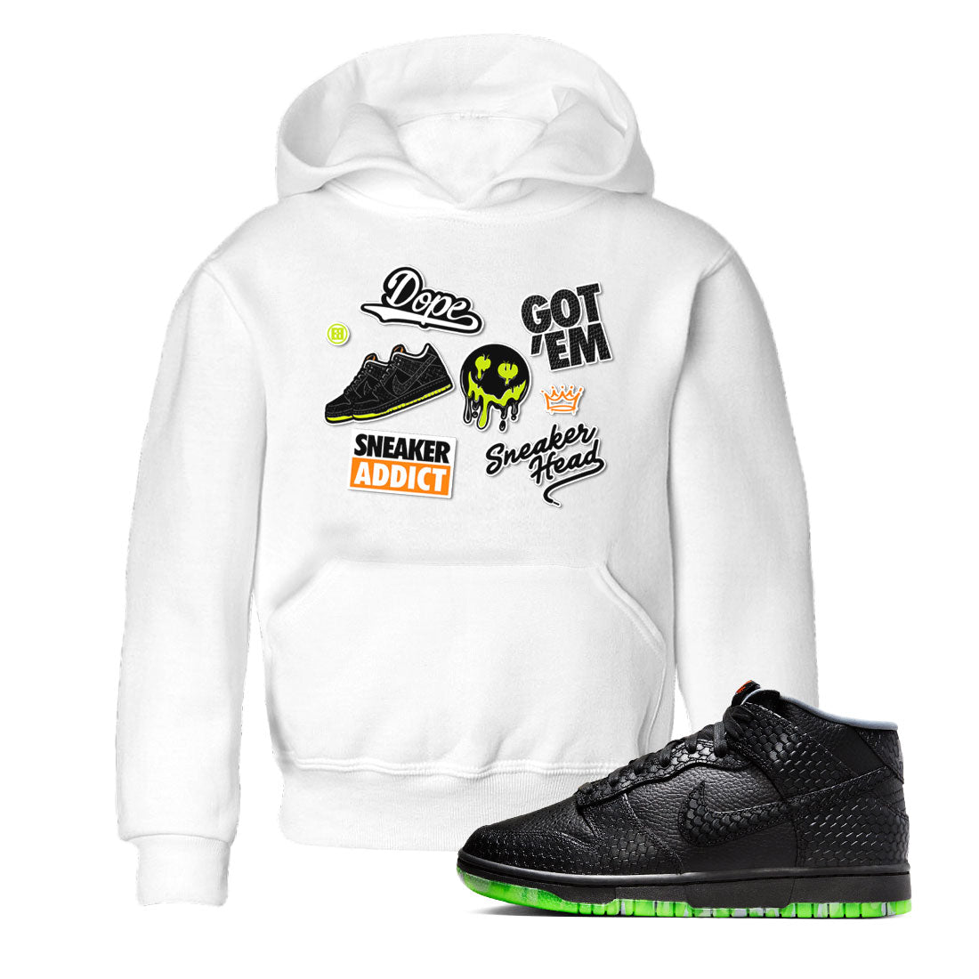 Dunk Mid Premium shirt to match jordans Sneakerhead Sticker sneaker tees Special Halloween Costume Dunk Mid Halloween SNRT Sneaker Tees Baby Toddler White 1 T-Shirt