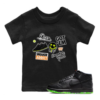 Dunk Mid Premium shirt to match jordans Sneakerhead Sticker sneaker tees Special Halloween Costume Dunk Mid Halloween SNRT Sneaker Tees Baby Toddler Black 1 T-Shirt