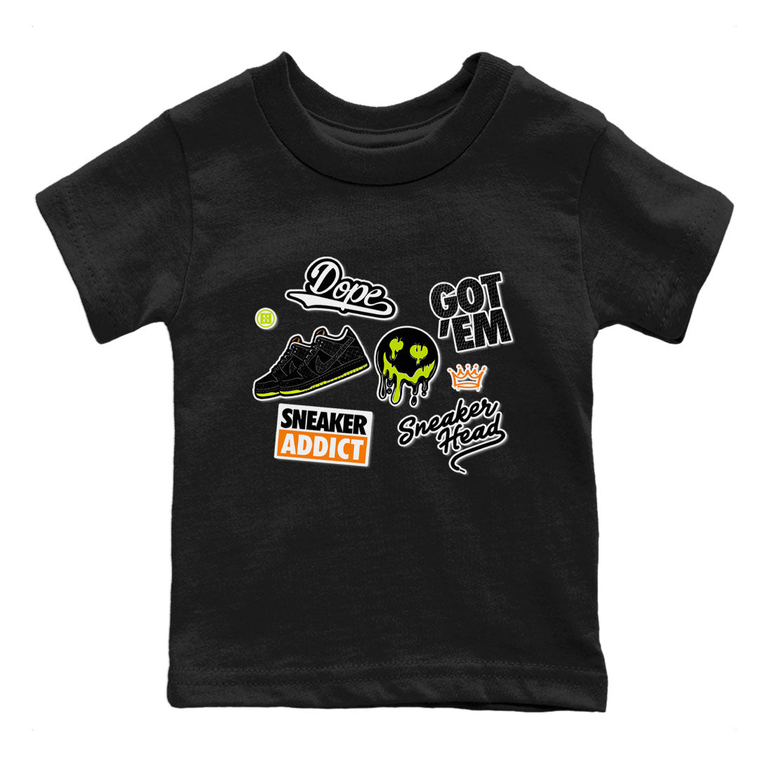 Dunk Mid Premium shirt to match jordans Sneakerhead Sticker sneaker tees Special Halloween Costume Dunk Mid Halloween SNRT Sneaker Tees Baby Toddler Black 2 T-Shirt