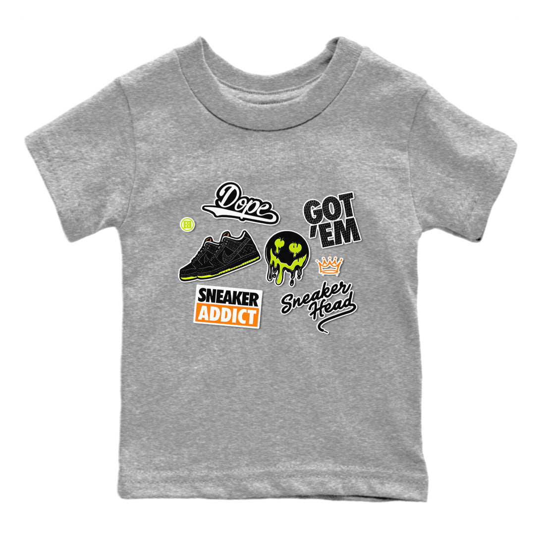Dunk Mid Premium shirt to match jordans Sneakerhead Sticker sneaker tees Special Halloween Costume Dunk Mid Halloween SNRT Sneaker Tees Baby Toddler Heather Grey 2 T-Shirt