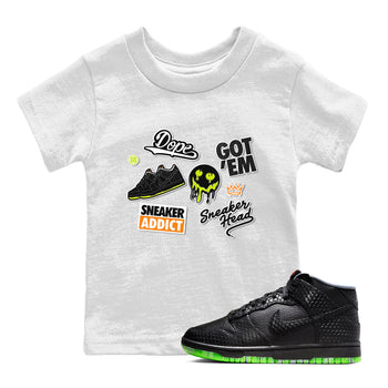 Dunk Mid Premium shirt to match jordans Sneakerhead Sticker sneaker tees Special Halloween Costume Dunk Mid Halloween SNRT Sneaker Tees Baby Toddler White 1 T-Shirt