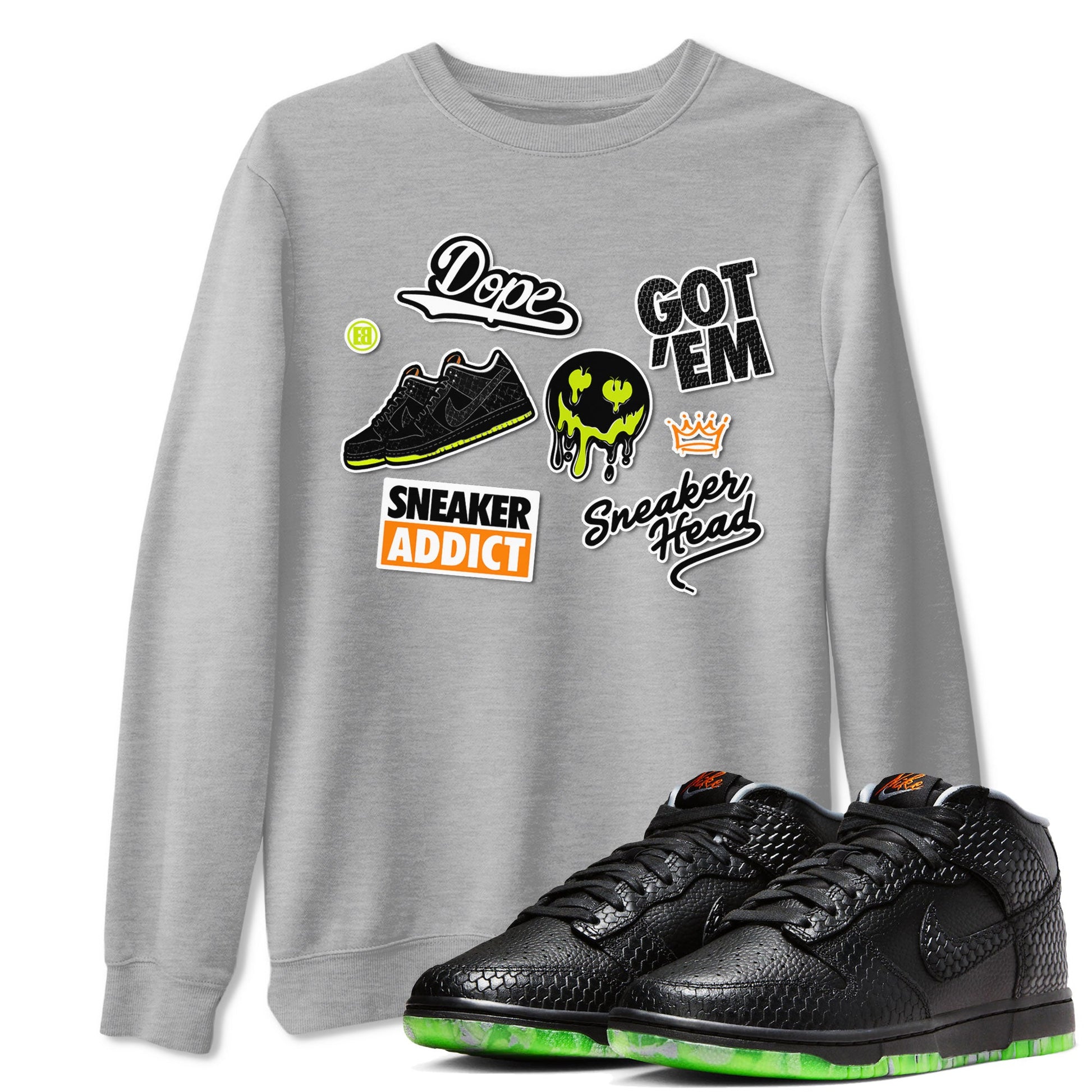 Dunk Mid Premium shirt to match jordans Sneakerhead Sticker sneaker tees Special Halloween Costume Dunk Mid Halloween SNRT Sneaker Tees Unisex Heather Grey 1 T-Shirt