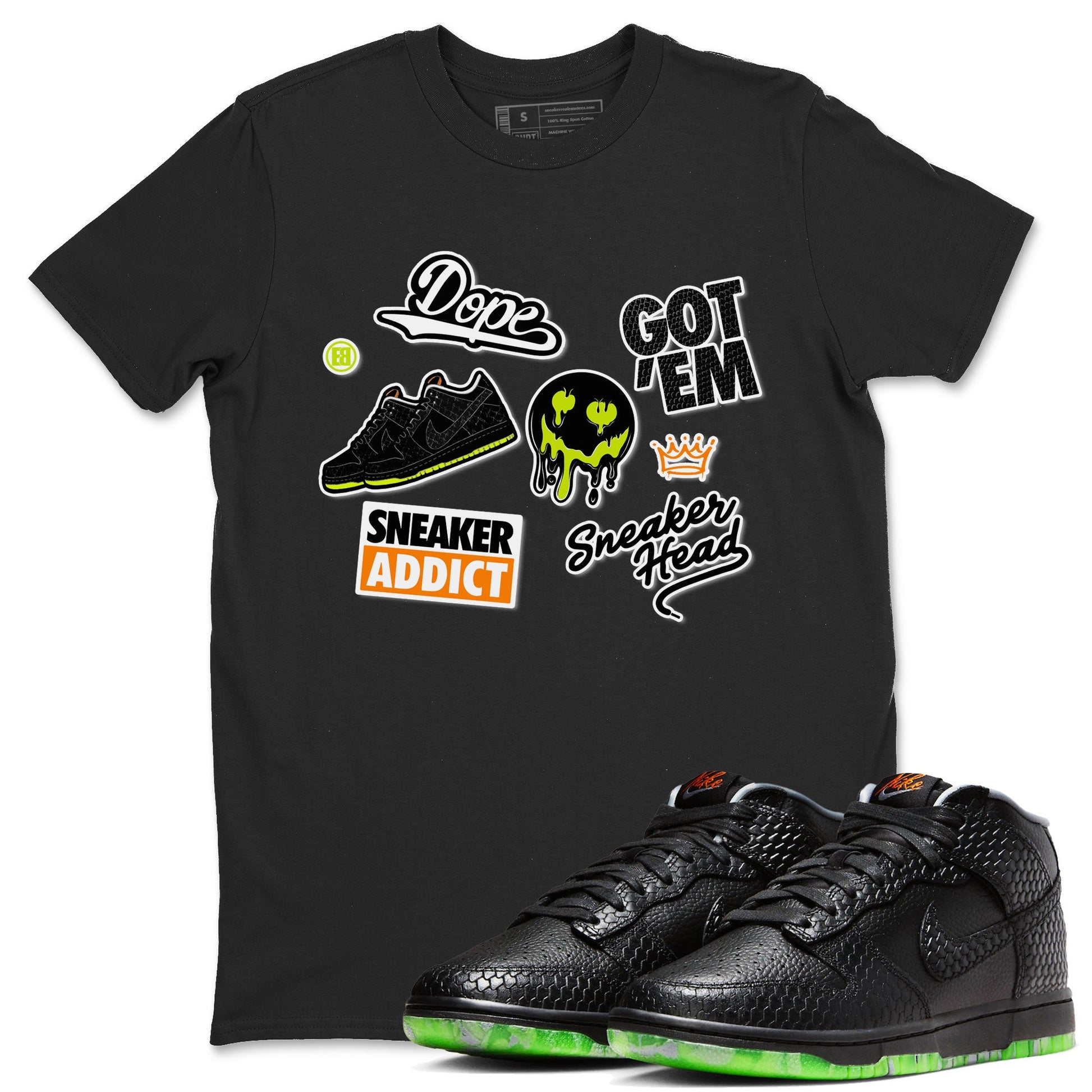 Dunk Mid Premium shirt to match jordans Sneakerhead Sticker sneaker tees Special Halloween Costume Dunk Mid Halloween SNRT Sneaker Tees Unisex Black 1 T-Shirt
