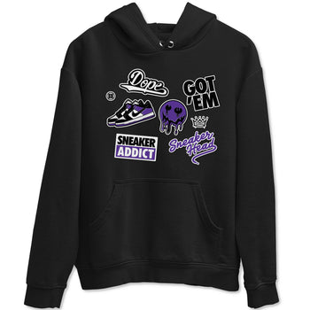 Sneakerhead Sticker sneaker match tees to Court Purple Dunks street fashion brand for shirts to match Jordans SNRT Sneaker Tees Dunk Low Court Purple unisex t-shirt Black 2 unisex shirt