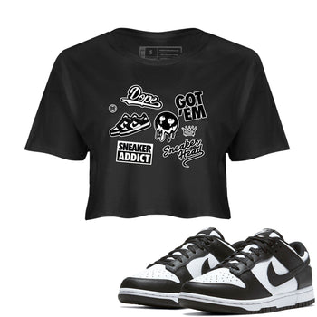Dunk Low Panda shirt to match jordans Sneakerhead Sticker sneaker tees Dunk Panda SNRT Sneaker Tees Black 1 women's crop tee