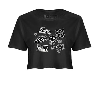 Dunk Low Panda shirt to match jordans Sneakerhead Sticker sneaker tees Dunk Panda SNRT Sneaker Tees Black 2 women's crop tee