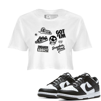 Dunk Low Panda shirt to match jordans Sneakerhead Sticker sneaker tees Dunk Panda SNRT Sneaker Tees White 1 women's crop tee