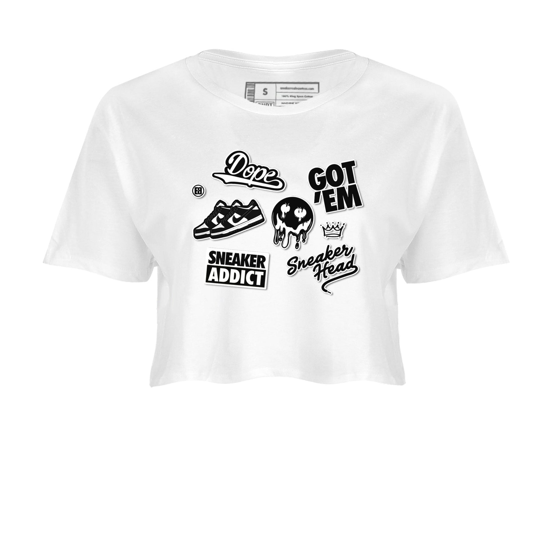 Dunk Low Panda shirt to match jordans Sneakerhead Sticker sneaker tees Dunk Panda SNRT Sneaker Tees White 2 women's crop tee
