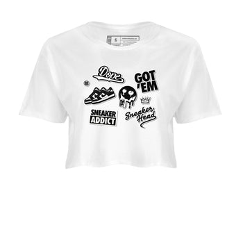 Dunk Low Panda shirt to match jordans Sneakerhead Sticker sneaker tees Dunk Panda SNRT Sneaker Tees White 2 women's crop tee