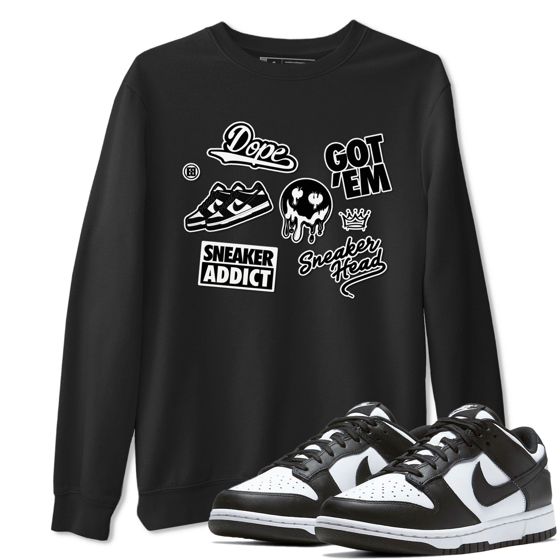 Dunk Low Panda shirt to match jordans Sneakerhead Sticker sneaker tees Dunk Panda SNRT Sneaker Tees unisex cotton Black 1 crew neck shirt