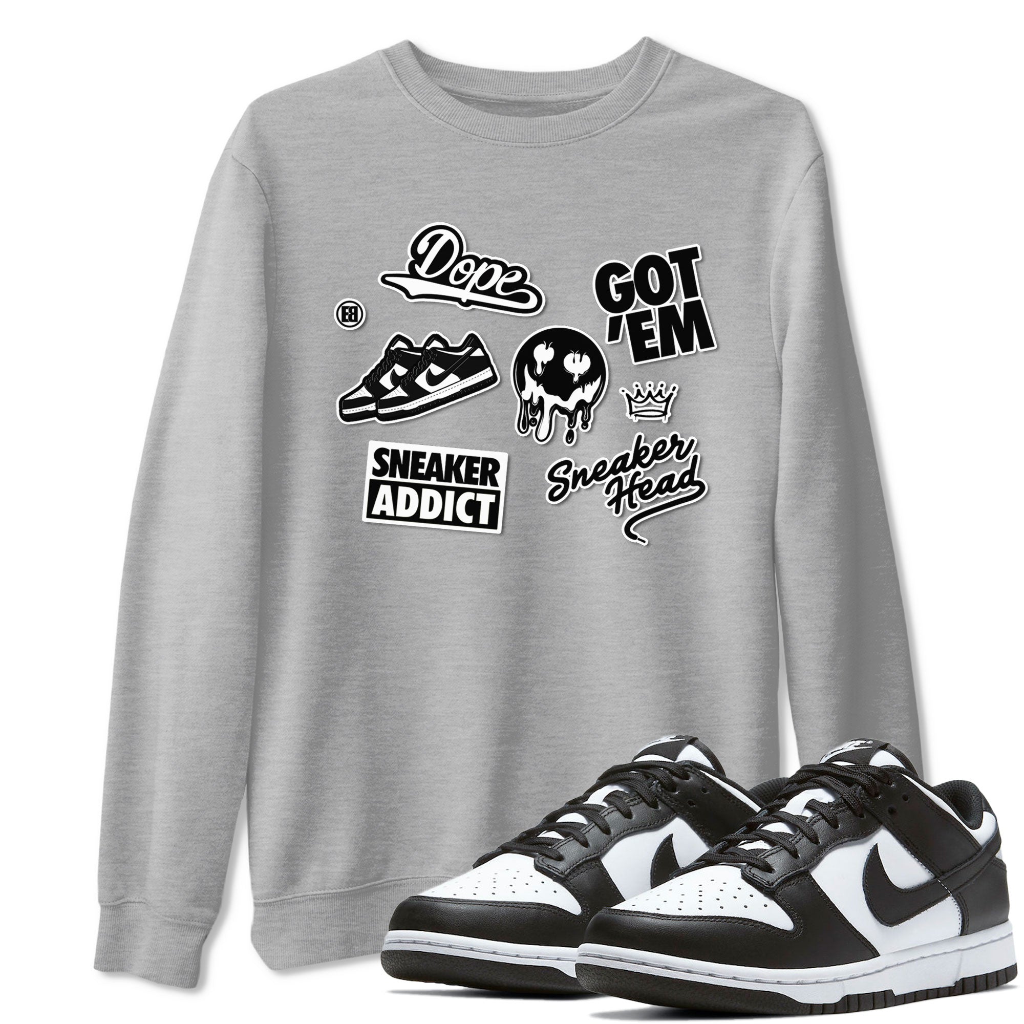 Dunk Low Panda shirt to match jordans Sneakerhead Sticker sneaker tees Dunk Panda SNRT Sneaker Tees unisex cotton Heather Grey 1 crew neck shirt