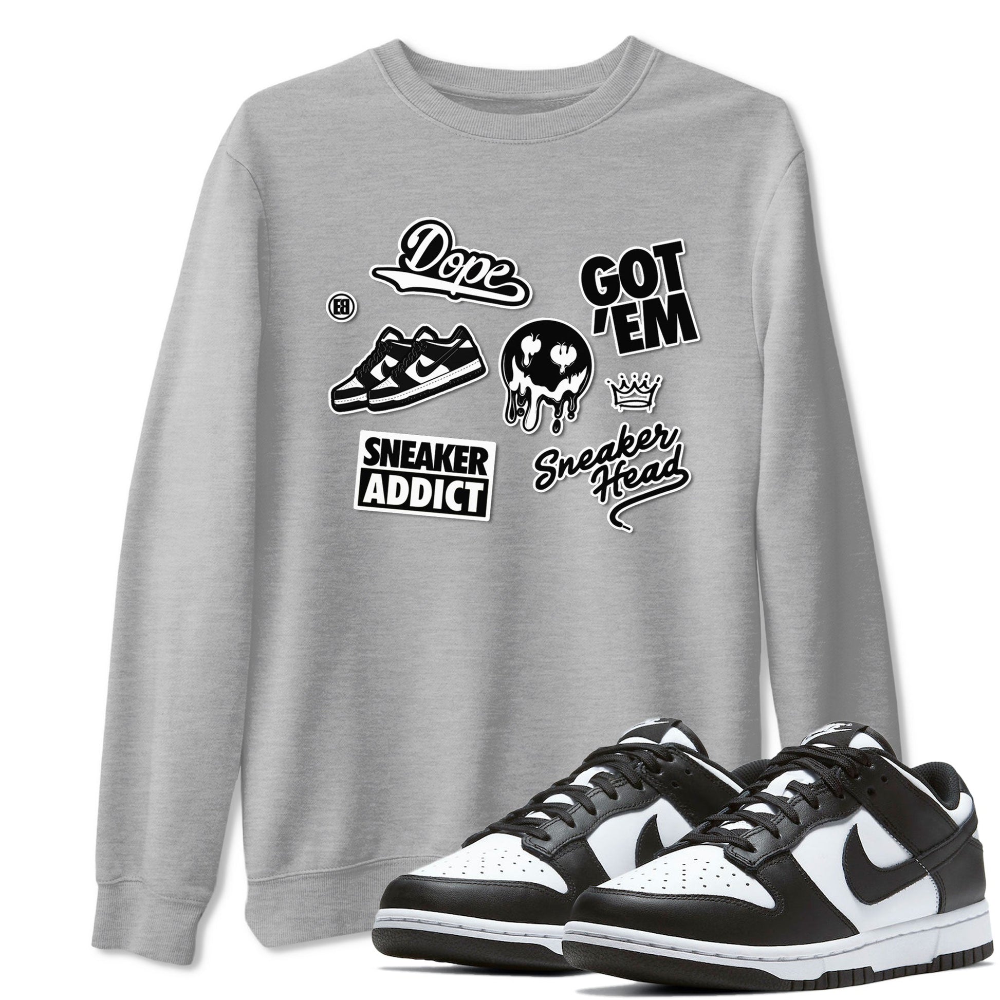 Dunk Low Panda shirt to match jordans Sneakerhead Sticker sneaker tees Dunk Panda SNRT Sneaker Tees unisex cotton Heather Grey 1 crew neck shirt