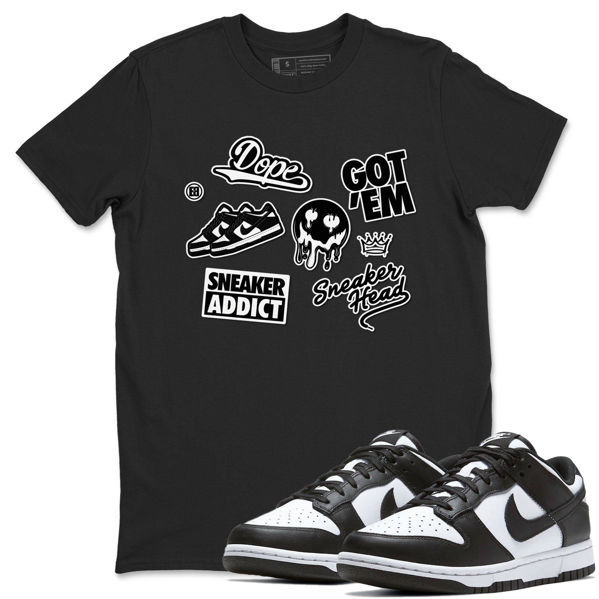 Dunk Low Panda shirt to match jordans Sneakerhead Sticker sneaker tees Dunk Panda SNRT Sneaker Tees unisex cotton Black 1 crew neck shirt
