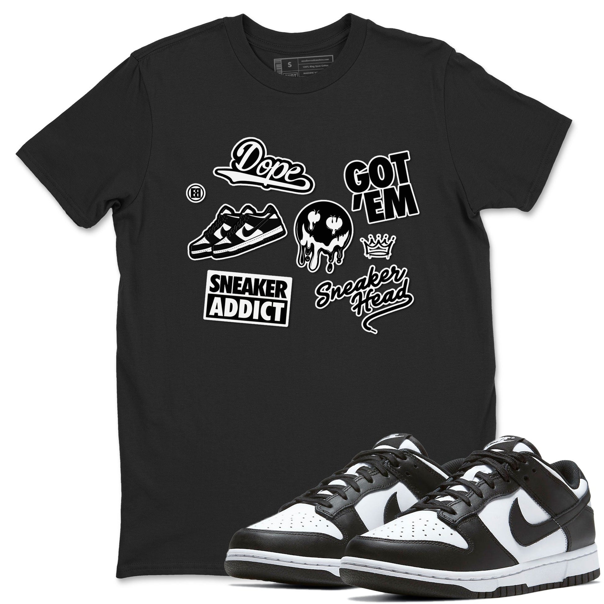 Dunk Low Panda shirt to match jordans Sneakerhead Sticker sneaker tees Dunk Panda SNRT Sneaker Tees unisex cotton Black 1 crew neck shirt