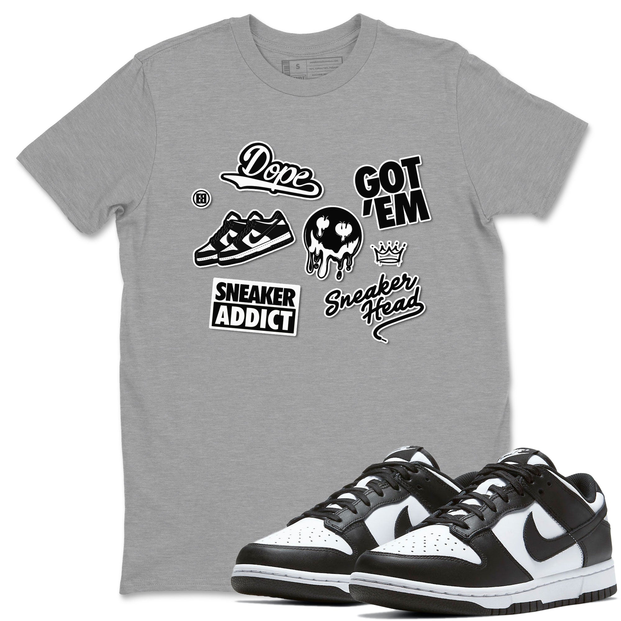 Dunk Low Panda shirt to match jordans Sneakerhead Sticker sneaker tees Dunk Panda SNRT Sneaker Tees unisex cotton Heather Grey 1 crew neck shirt