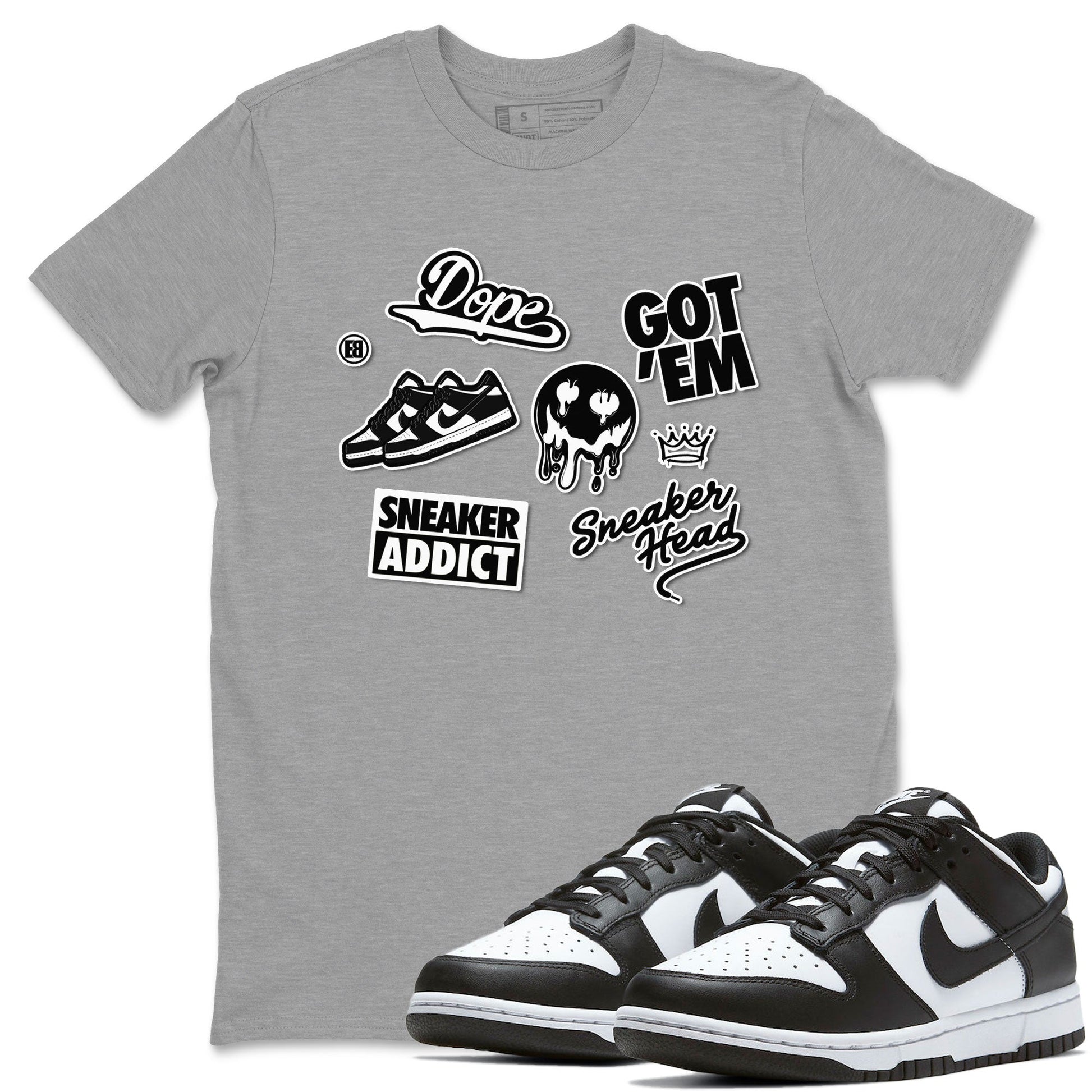 Dunk Low Panda shirt to match jordans Sneakerhead Sticker sneaker tees Dunk Panda SNRT Sneaker Tees unisex cotton Heather Grey 1 crew neck shirt