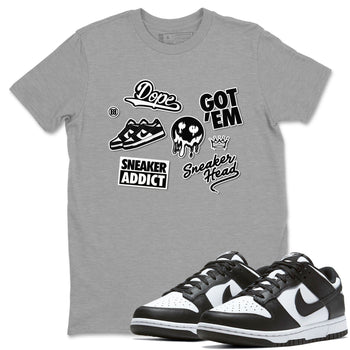 Dunk Low Panda shirt to match jordans Sneakerhead Sticker sneaker tees Dunk Panda SNRT Sneaker Tees unisex cotton Heather Grey 1 crew neck shirt