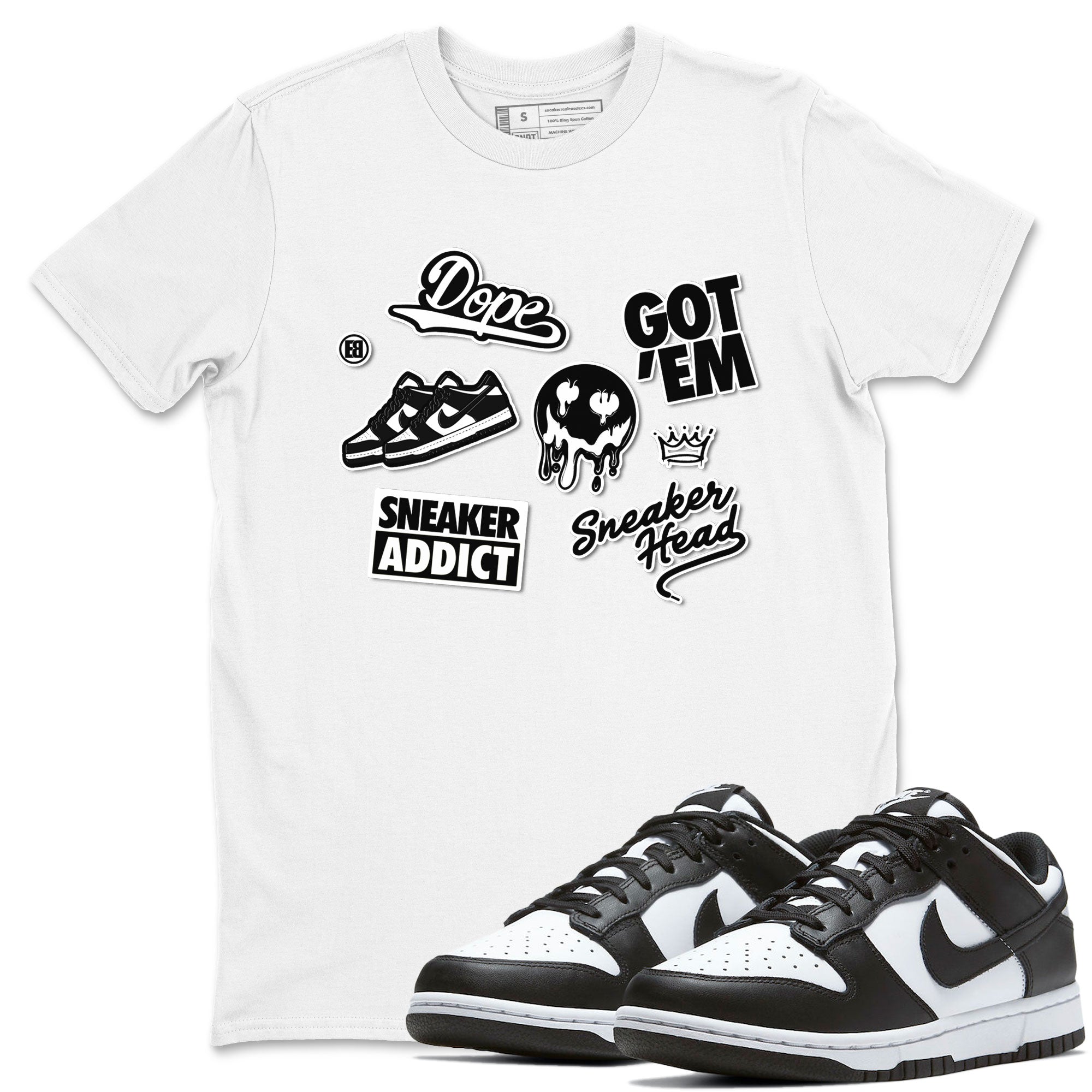 Dunk Low Panda shirt to match jordans Sneakerhead Sticker sneaker tees Dunk Panda SNRT Sneaker Tees unisex cotton White 1 crew neck shirt