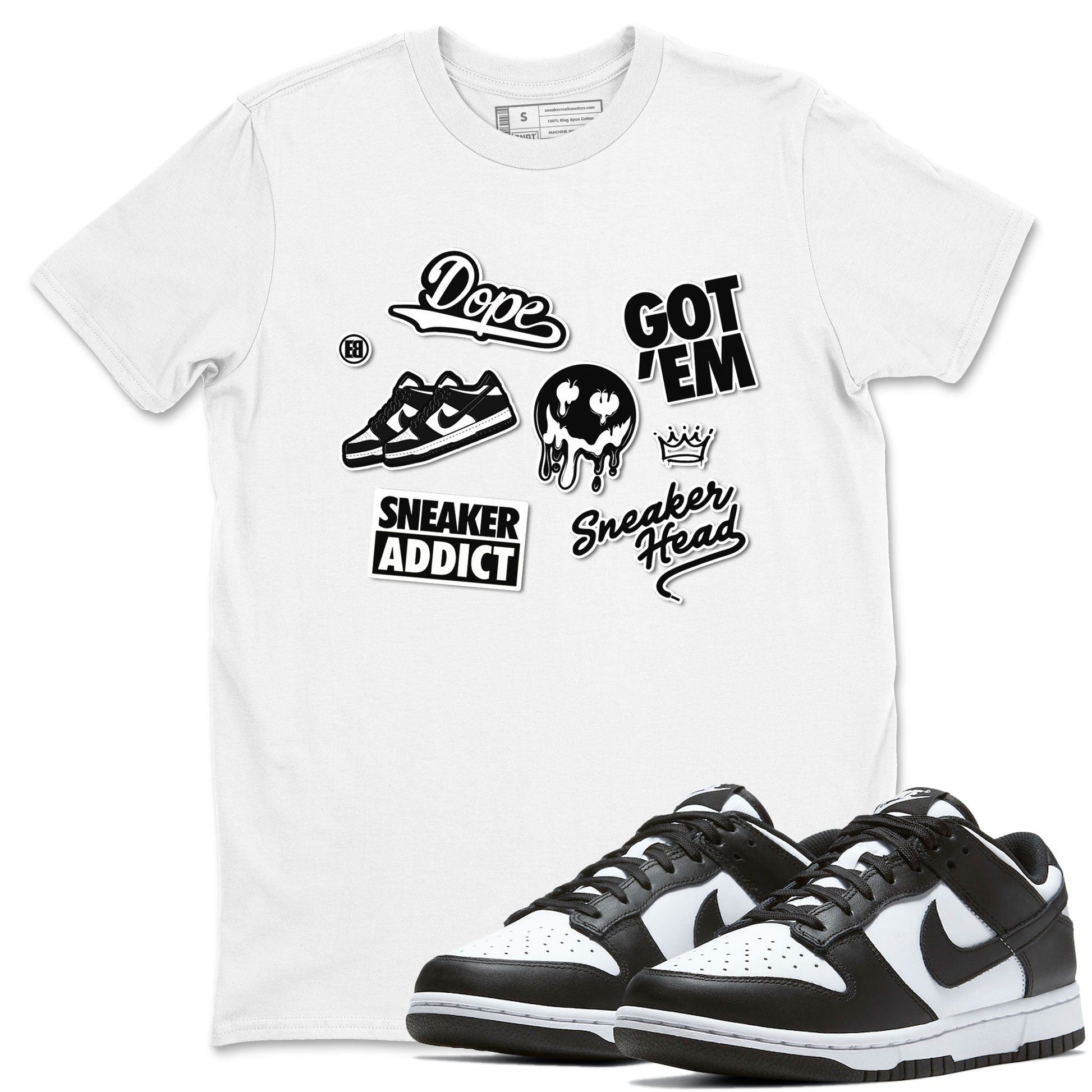 Dunk Low Panda shirt to match jordans Sneakerhead Sticker sneaker tees Dunk Panda SNRT Sneaker Tees unisex cotton White 1 crew neck shirt