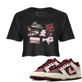 Dunk Valentine's Day shirt to match jordans Sneakerhead Sticker sneaker tees Dunk Valentines Day SNRT Sneaker Tees Sneaker Matching Cotton Shirt Black 1 crop length shirt